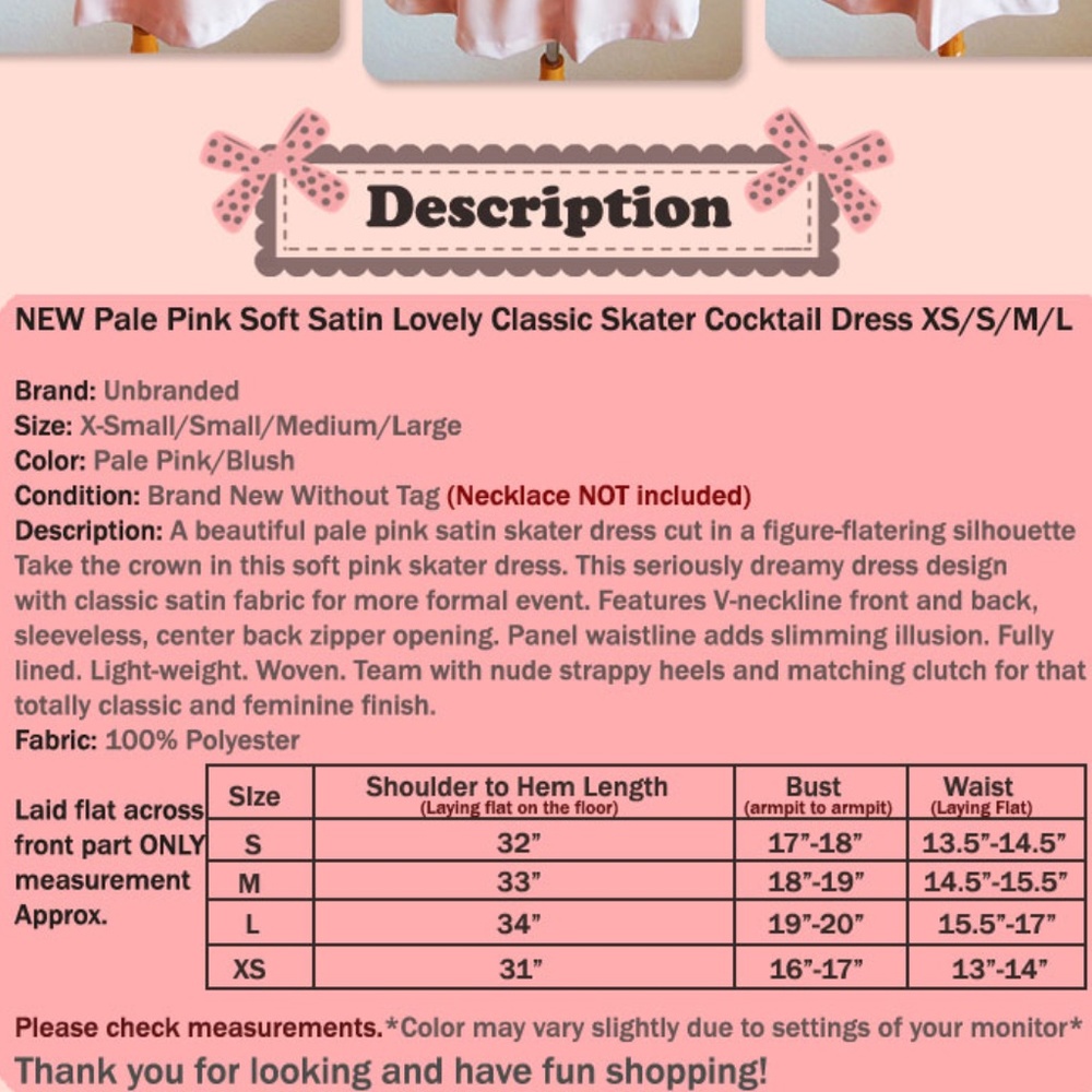 Pale Pink Soft Satin Classic V Neck Skater Dress - Picture 6 of 6
